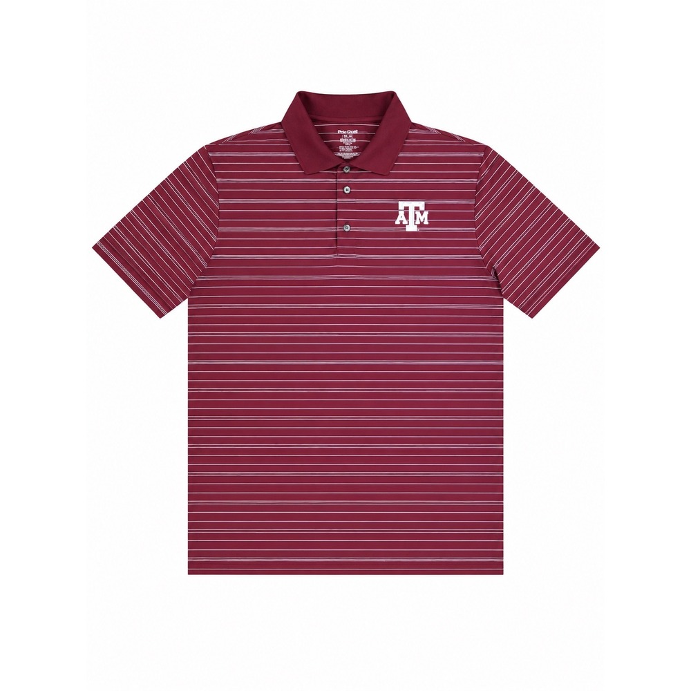Texas A&M Aggies ProEdge Men XL Maroon Striped Performance Golf Polo Shirt NCAA